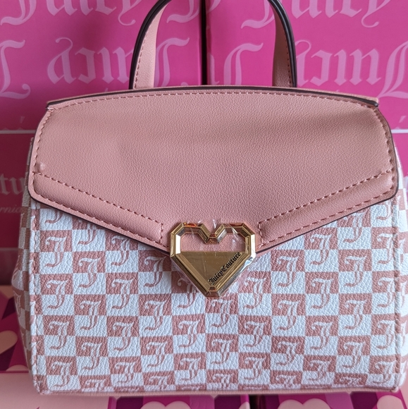 NWT Juicy Couture Geo Print Taffy Pink Modern Chic Crossbody Purse (Small) - Picture 1 of 5